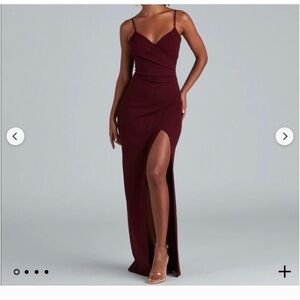 Windsor Wine Wrap Maxi Dress with High Thigh Slit